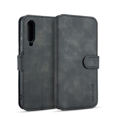 Dg. MING retro olie kant horizontale flip case voor Galaxy A50 met houder & kaartsleuven & portemonnee (zwart)