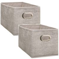 Set van 2x stuks opbergmand/kastmand 7 liter beige linnen 31 x 15 x 15 cm - thumbnail