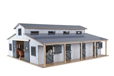 Kids Globe Paardenstal met 7 boxen en weide 1:24 75x69x32cm