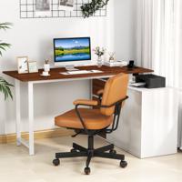 L-vormige Bureau met Archiefkast & Stopcontact 138 cm Omkeerbare Hoekcomputerbureau Bruin