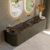 Badmeubel Mondiaz Kurve-Dlux | 170 cm cm | Meubelkleur Shadow | Wastafelkleur Lava | Solid surface | Wasbak beiden zijden spoelbak | Zonder kraangat(en)