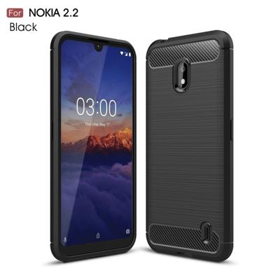Geborsteld textuur Carbon Fiber TPU Case voor Nokia 2.2 (zwart)