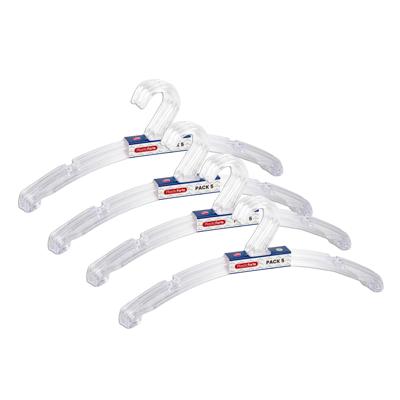 Kledinghangers Jackets - 20x stuks - kunststof - transparant - 42 cm - vaste haak