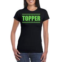 Verkleed T-shirt voor dames - topper - zwart - groene glitters - feestkleding - thumbnail