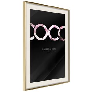 Ingelijste Poster - Coco Goudkleurige lijst met passe-partout