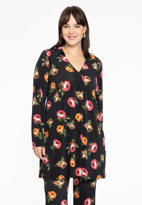 Yoek Shirt met plooi DAHLIA | Zwart | Maat 58/60