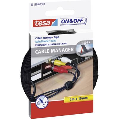 TESA On & Off 55239-00-00 Klittenband kabelbinder Om te bundelen Haak- en lusdeel (l x b x h) 5000 mm x 10 mm x 5 m Zwart 1 stuk(s)
