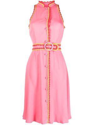 Moschino robe sans manches à taille ceinturée - Rose