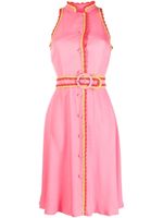 Moschino robe sans manches à taille ceinturée - Rose