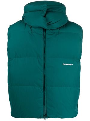 Off-White gilet matelassé à logo imprimé - Vert