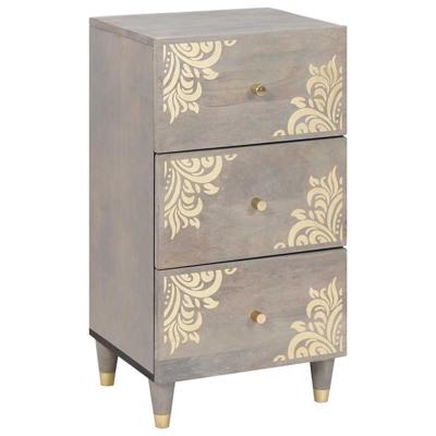 Dressoir Grijs en Goud 40 x 33.5 x 75 cm Massief mangohout