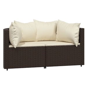 The Living Store Tuinhoekbanken - PE-rattan - Bruin - 63x63x57.5 cm - Weerbestendig