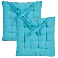 Stoelkussen Decorama - 2x - binnen/buiten - turquoise - 40 x 40 x 5 cm - polyester Stoelkussen Decorama - 2x - binnen/buiten - turquoise - 40 x 40 x 5 cm - polyester