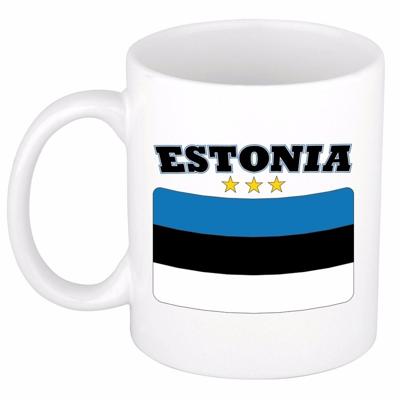 Koffie mok - Estland - vlag print - 300 ml - wit - keramiek - Supporters - Landen - Beker Koffie mok - Estland - vlag print - 300 ml - wit - keramiek - Supporters - Landen - Beker