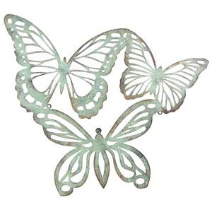 Clayre & Eef Wanddecoratie Vlinder 53x45 cm Groen Ijzer Muurdecoratie