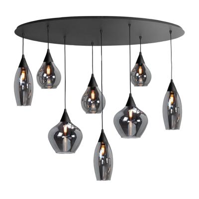 Highlight HanglampCambio zwart 8-lichts smoke glas - H5853.01
