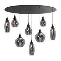 Highlight HanglampCambio zwart 8-lichts smoke glas - H5853.01 Highlight HanglampCambio zwart 8-lichts smoke glas - H5853.01