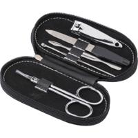 Manicure set - 5-delig - zwarte ovalen etui met ritssluiting - Reisset - Nagelschaartje