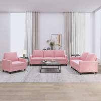 3-delige Loungeset met kussens fluweel roze