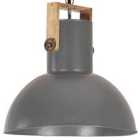 Hanglamp industrieel rond 25 W E27 52 cm mangohout grijs - thumbnail