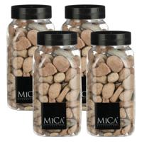 Mica Decorations decoratie stenen - 4x - 650ml - groot - roestbruin mix - hobby steentjes
