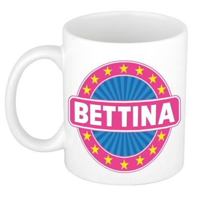 Bettina voornaam koffiemok - beker - wit/roze - 300 ml - Cadeau - Dames - Collega - Moederdag