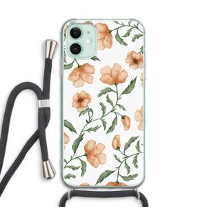 Peachy flowers: iPhone 11 Transparant Hoesje met koord