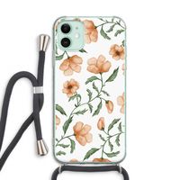 Peachy flowers: iPhone 11 Transparant Hoesje met koord