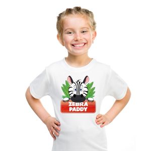 T-shirt wit voor kinderen met Paddy de zebra