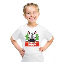 T-shirt wit voor kinderen met Paddy de zebra - thumbnail