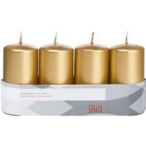 20x Gouden cilinderkaars/stompkaars 5 x 10 cm 18 branduren