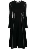 NISSA crystal-embellished long-sleeves dress - Noir - thumbnail