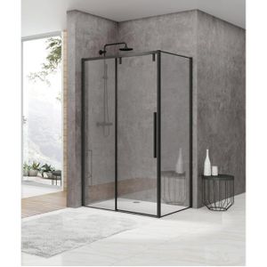Van Rijn Products ST06 Softclose schuifdeur 8mm helder glas 178.5x200cm voor combinatie met wand inclusief greep Zwart ST06350180ZW