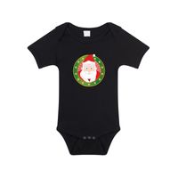 Kerst rompertje met Kerstman print zwart baby - thumbnail