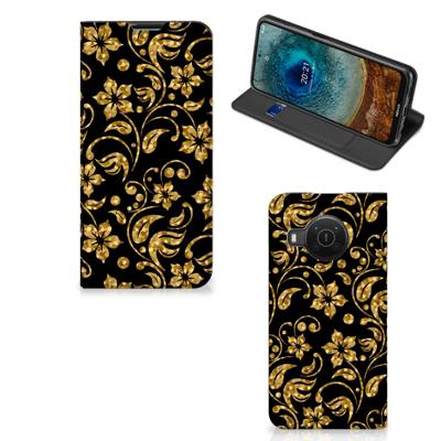 Nokia X20 | X10 Smart Cover Gouden Bloemen Nokia X20 | X10 Smart Cover Gouden Bloemen