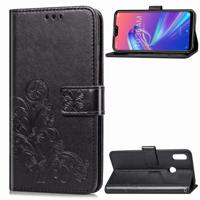 Lucky Clover bloemen patroon leergeval aangedrongen ASUS ZB633KL met houder & kaartsleuven & portemonnee & Hand Strap (zwart)