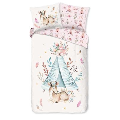 Dekbedovertrek Katoen Boho Roze Dieren 140x200 Cm Verkoelend Good Morning - Dekbed-Discounter.nl