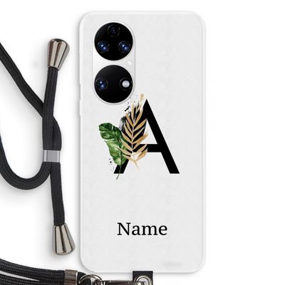 Charcoal Flora: Huawei P50 Transparant Hoesje met koord