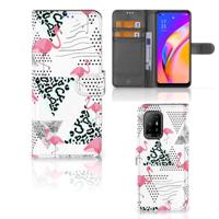 OPPO Reno5 Z | A94 5G | Telefoonhoesje | Met pasjeshouder | Flamingo Triangle