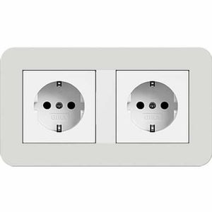 Gira E3 dubbel stopcontact lichtgrijs wit