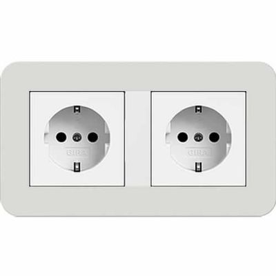 Gira E3 dubbel stopcontact lichtgrijs wit