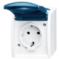 ABB 2CKA002083A0818 Geaard stopcontact IP44 Grijs-wit (RAL 7035), Blauw-groen