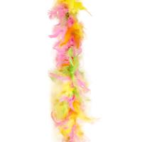 Carnaval verkleed boa met veren - geel/roze - 200 cm - 45 gram - Glitter and Glamour