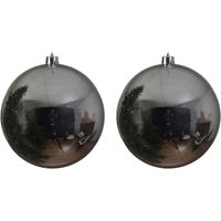 2x Grote raam/deur/kerstboom decoratie zilveren kerstballen 20 cm glans   -