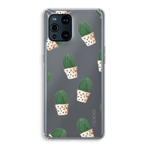 Cactusprint roze: Oppo Find X3 Transparant Hoesje