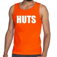 HUTS tekst tanktop / mouwloos shirt oranje voor heren - thumbnail