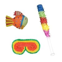 Verjaardag Pinata Vis van 60 cm set met stok en masker