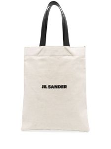 Jil Sander grand sac cabas à logo imprimé - Tons neutres