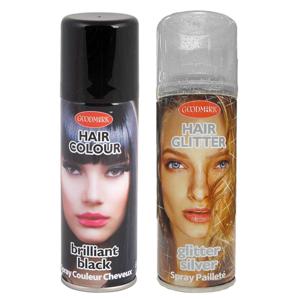 Set van 2x kleuren haarverf/haarspray van 125 ml - Zwart en Zilver glitters