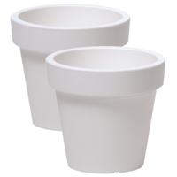 Prosperplast Bloempot Basic - 4x stuks - kunststof - parel wit - D14 x H12 cm - buiten/tuin